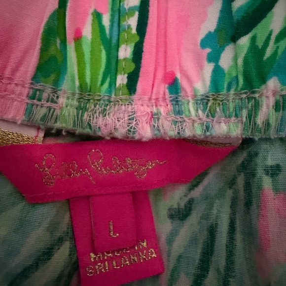 Lilly Pulitzer Pink and Green Palm Print Shorts - Picture 2 of 2